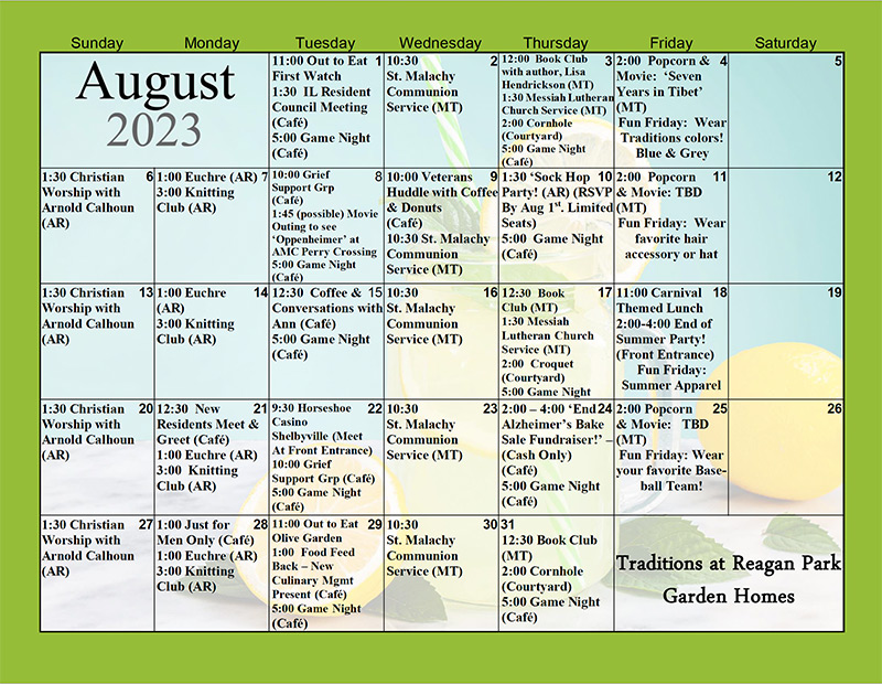 August 2023 Garden Home Activities